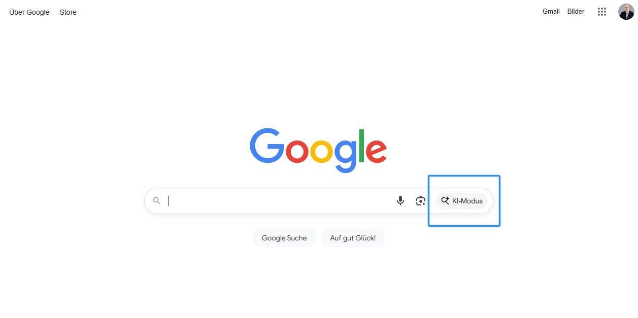 Google Ads KI-Modus auf der Google-Startseite