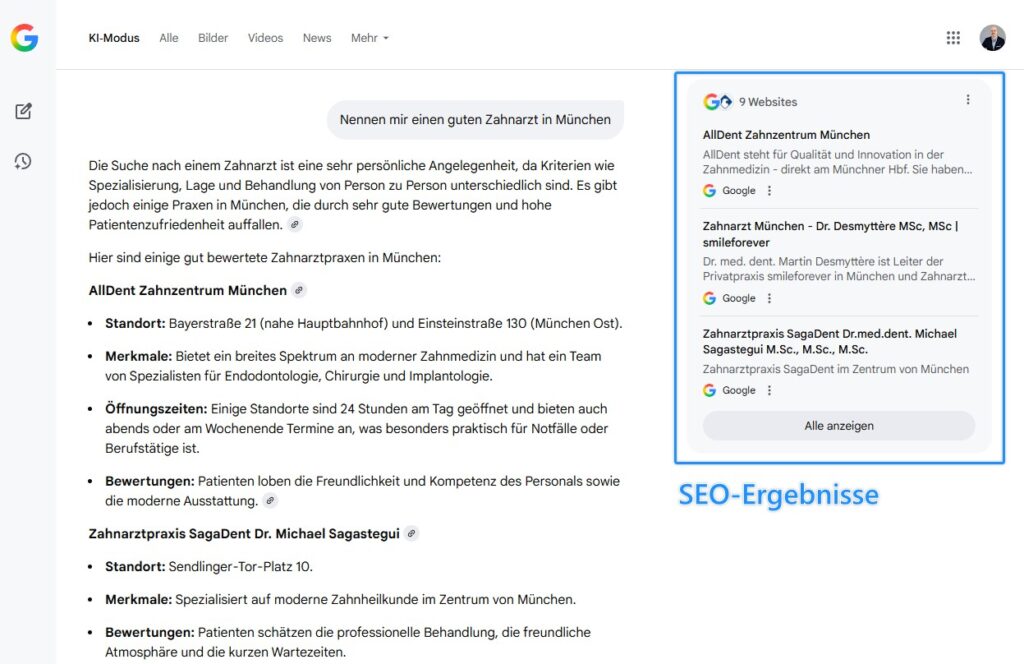 Gesundheits-Anfrage im Google Ads KI-Modus