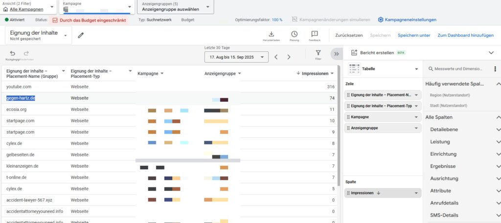 Search Partner Bericht Google Ads