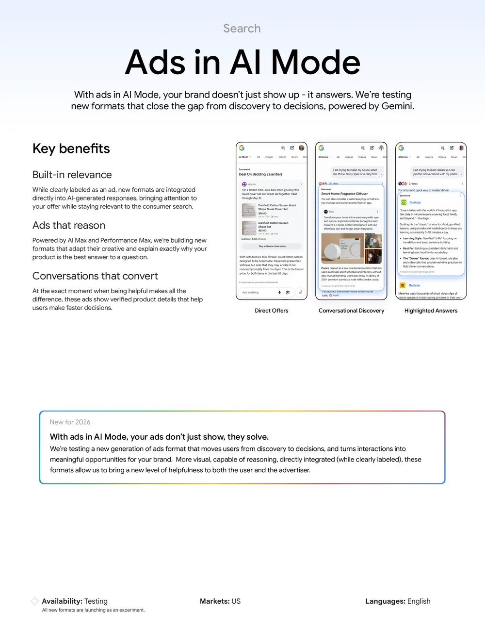 Google Ads im KI-Modus Übersicht aus dem Google Marketing Live 2026 One-Sheet
