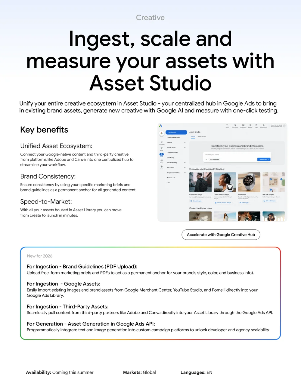 Google Ads Asset Studio als zentrale Schaltzentrale aus dem Google Marketing Live 2026 One-Sheet